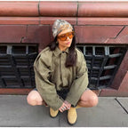 Women's Vegan Suede Leather Jacket Oversized Stylish Coat