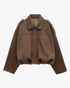 Women's Vegan Suede Leather Jacket Oversized Stylish Coat