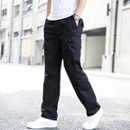 Men's Adjustable Waist Cargo Trousers with Multiple Pockets