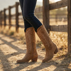 Suede Cowgirl Boots | Women's Block Heel Western Footwear
