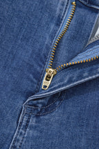 Women's Flare Leg Jeans With Golden Button Detail