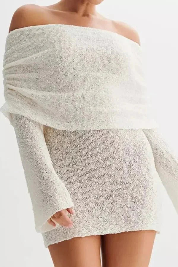 Women's Knit Dress Off Shoulder Breathable Slim Summer Fit