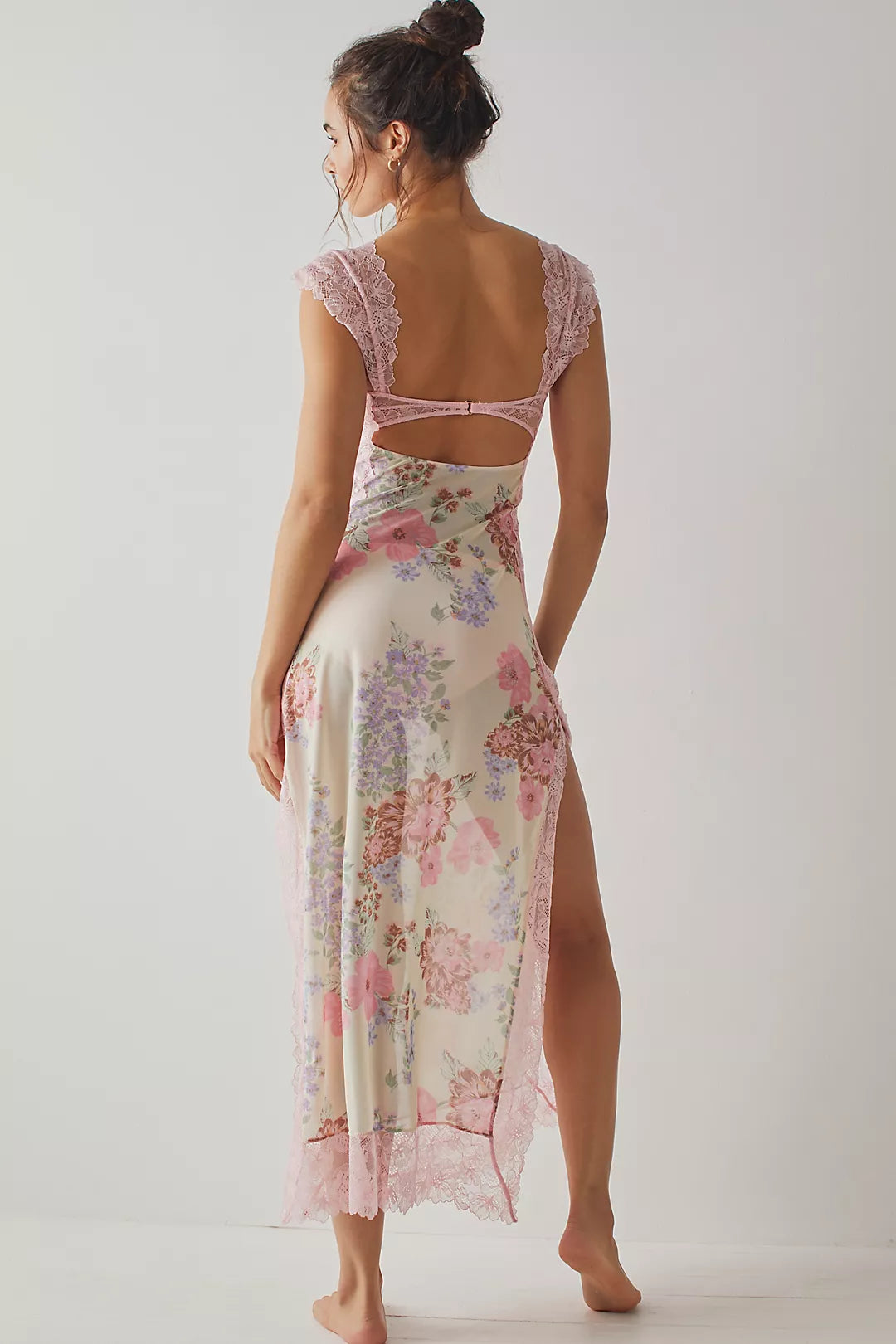 Women's Lace Floral Midi Dress Elegant Sheath Evening Fit