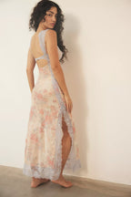 Women's Lace Floral Midi Dress Elegant Sheath Evening Fit