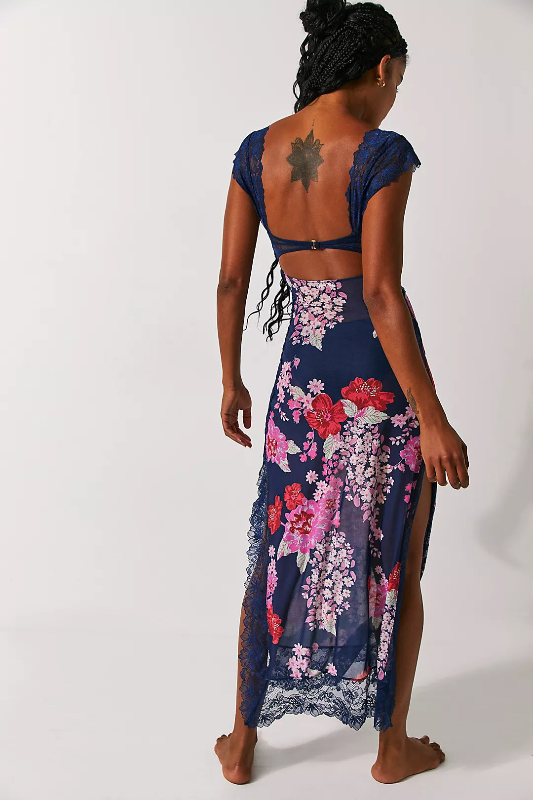 Women's Lace Floral Midi Dress Elegant Sheath Evening Fit