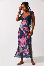 Women's Lace Floral Midi Dress Elegant Sheath Evening Fit