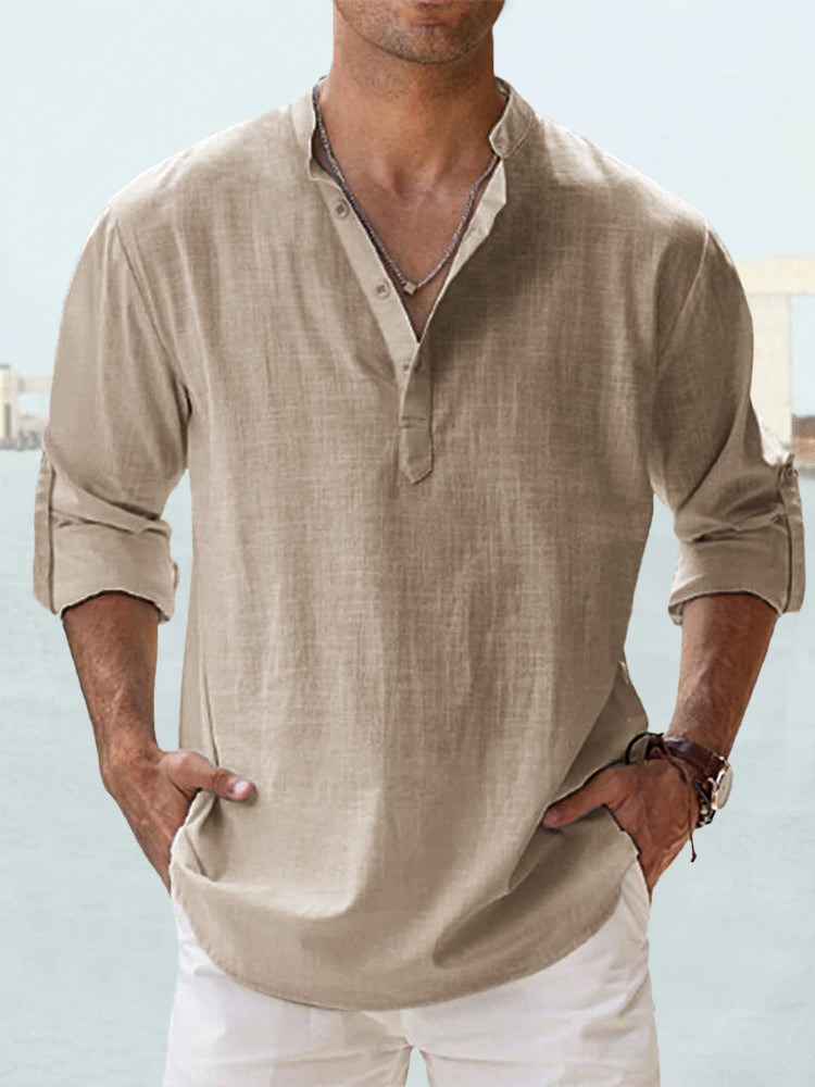 Men's Lightweight Linen Cotton Blend Shirt Casual Wear