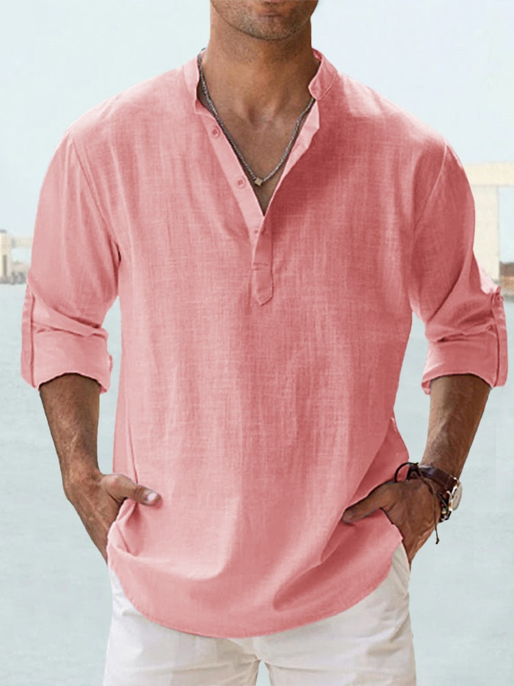 Men's Lightweight Linen Cotton Blend Shirt Casual Wear