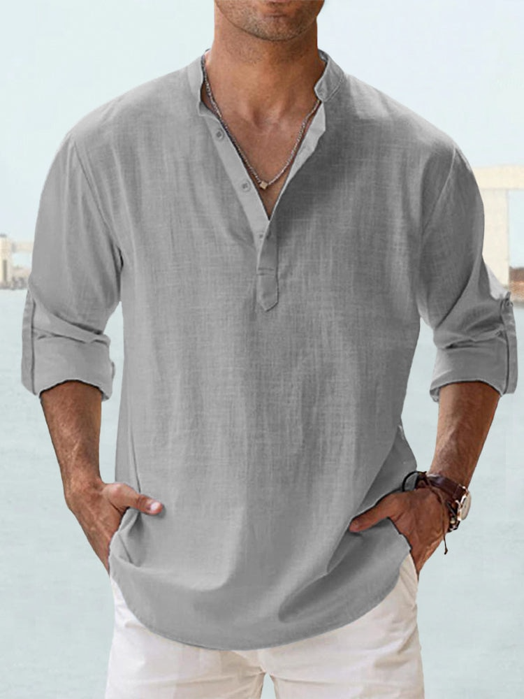 Men's Lightweight Linen Cotton Blend Shirt Casual Wear