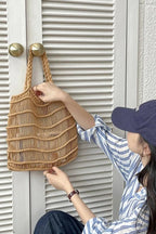 Women's Woven Tote Bag Spacious Everyday Shoulder Bag