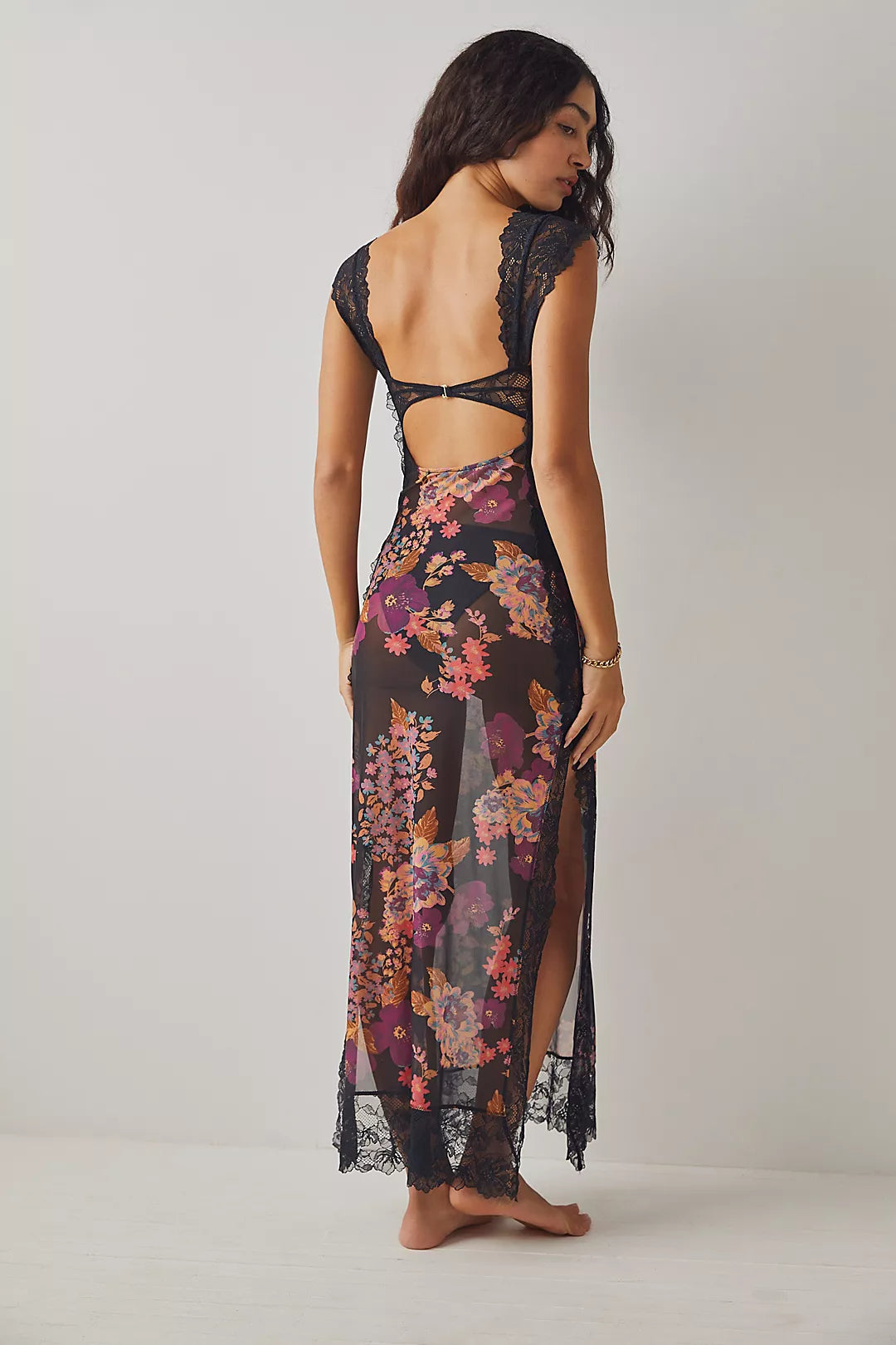 Women's Lace Floral Midi Dress Elegant Sheath Evening Fit