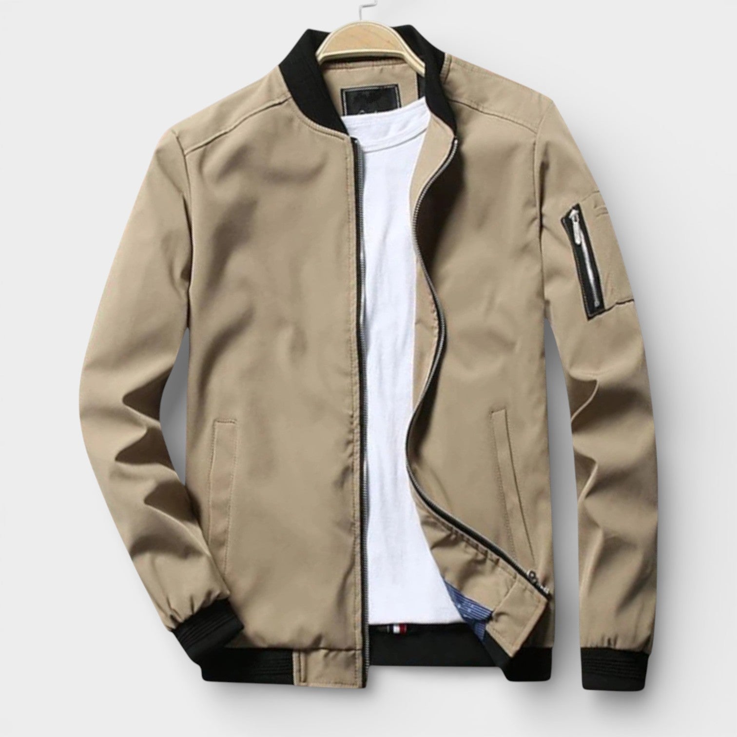 Men’s Classic Bomber Jacket Wind-Resistant Casual Outerwear