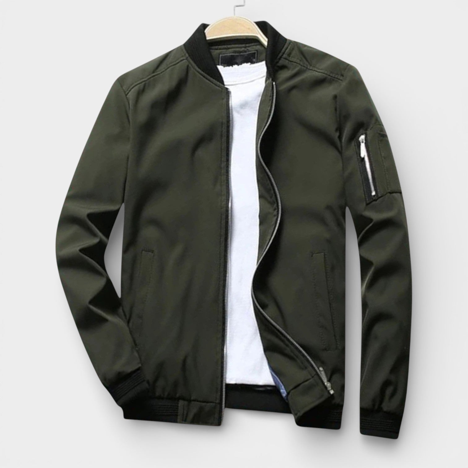 Men’s Classic Bomber Jacket Wind-Resistant Casual Outerwear