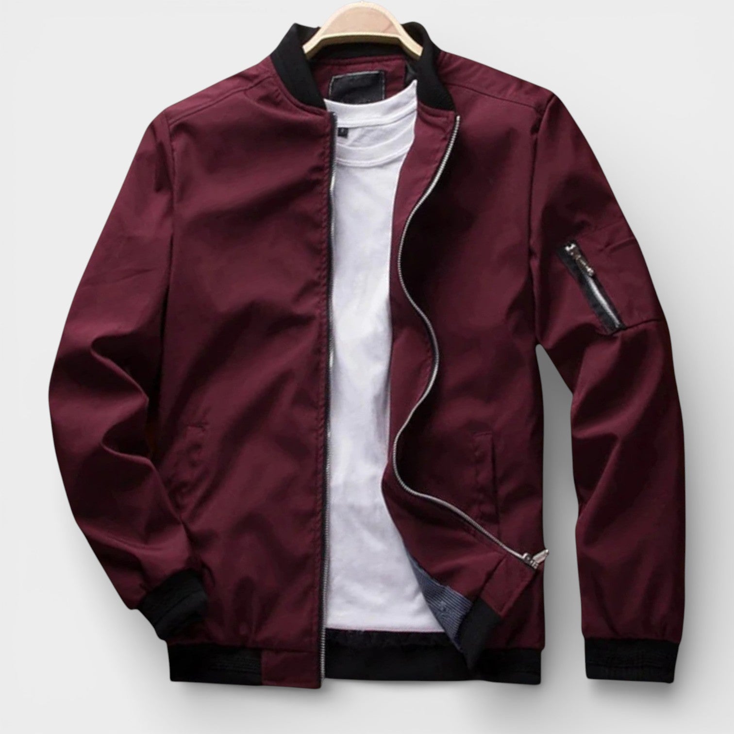 Men’s Classic Bomber Jacket Wind-Resistant Casual Outerwear
