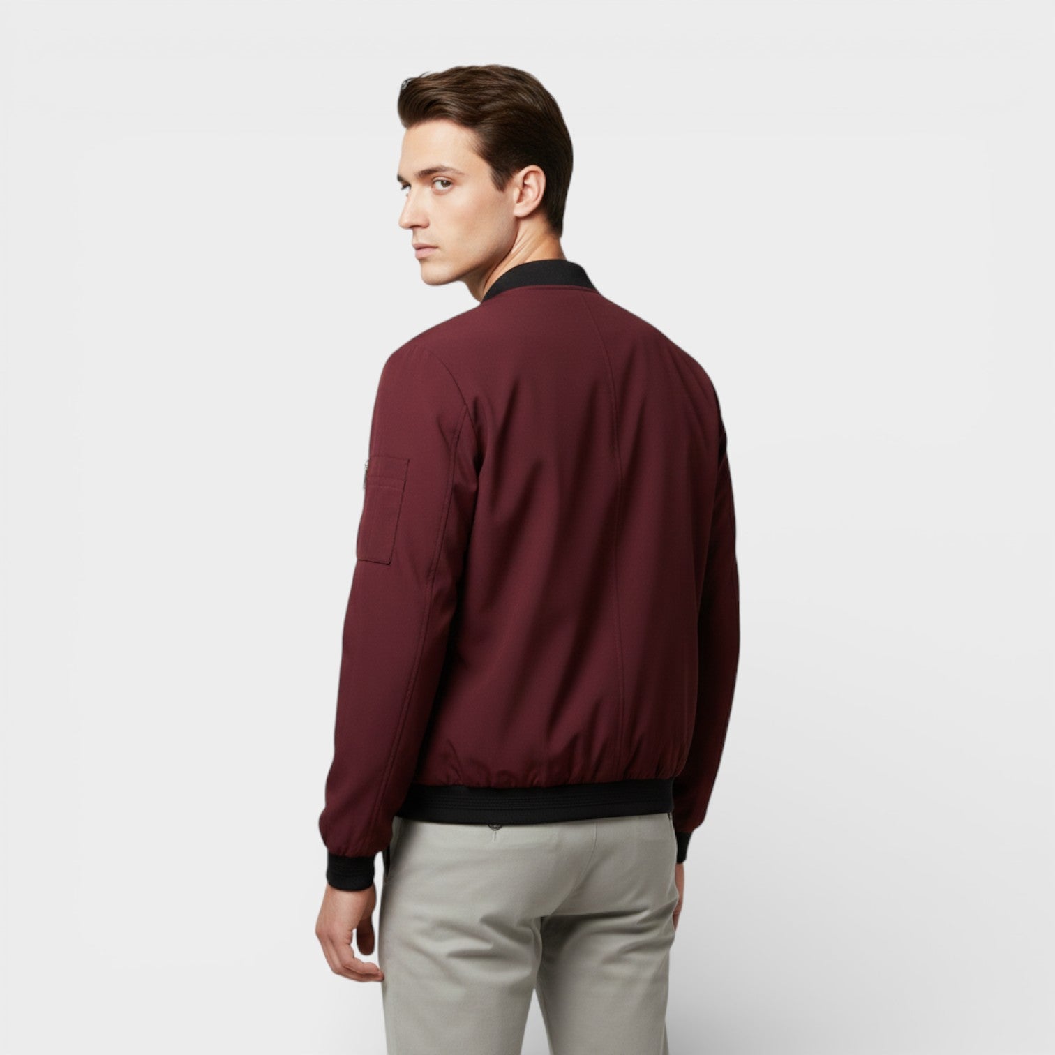 Men’s Classic Bomber Jacket Wind-Resistant Casual Outerwear