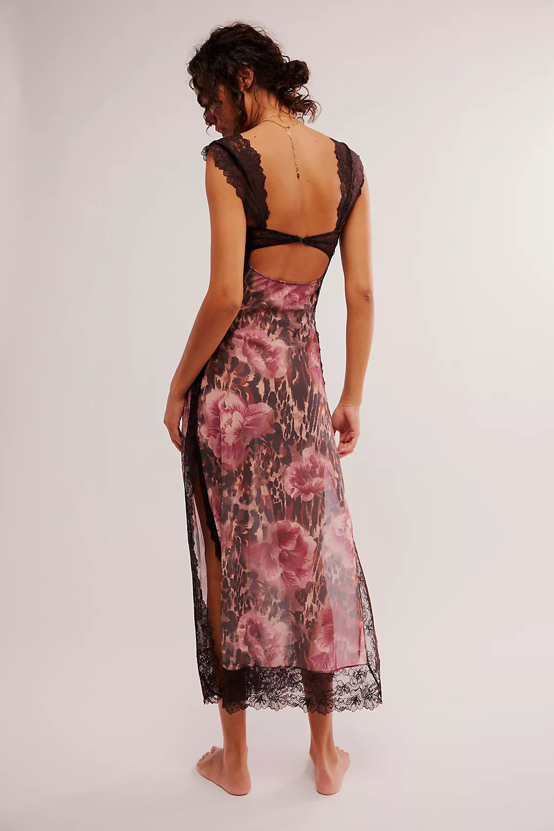 Women's Lace Floral Midi Dress Elegant Sheath Evening Fit