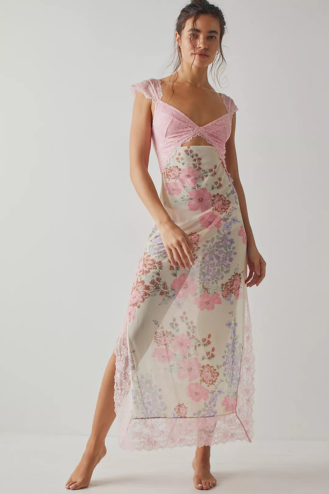 Women's Lace Floral Midi Dress Elegant Sheath Evening Fit