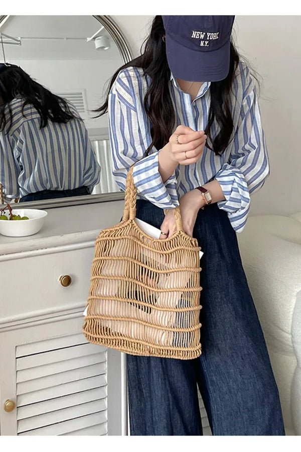 Women's Woven Tote Bag Spacious Everyday Shoulder Bag