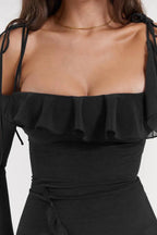 Women’s Mesh Mini Dress Sculpting Long Sleeve Elegant Fit