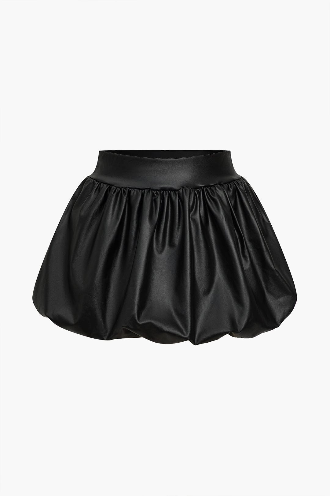 Women's High Waist Balloon Skirt Glossy Faux Leather