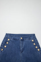 Women's Flare Leg Jeans With Golden Button Detail
