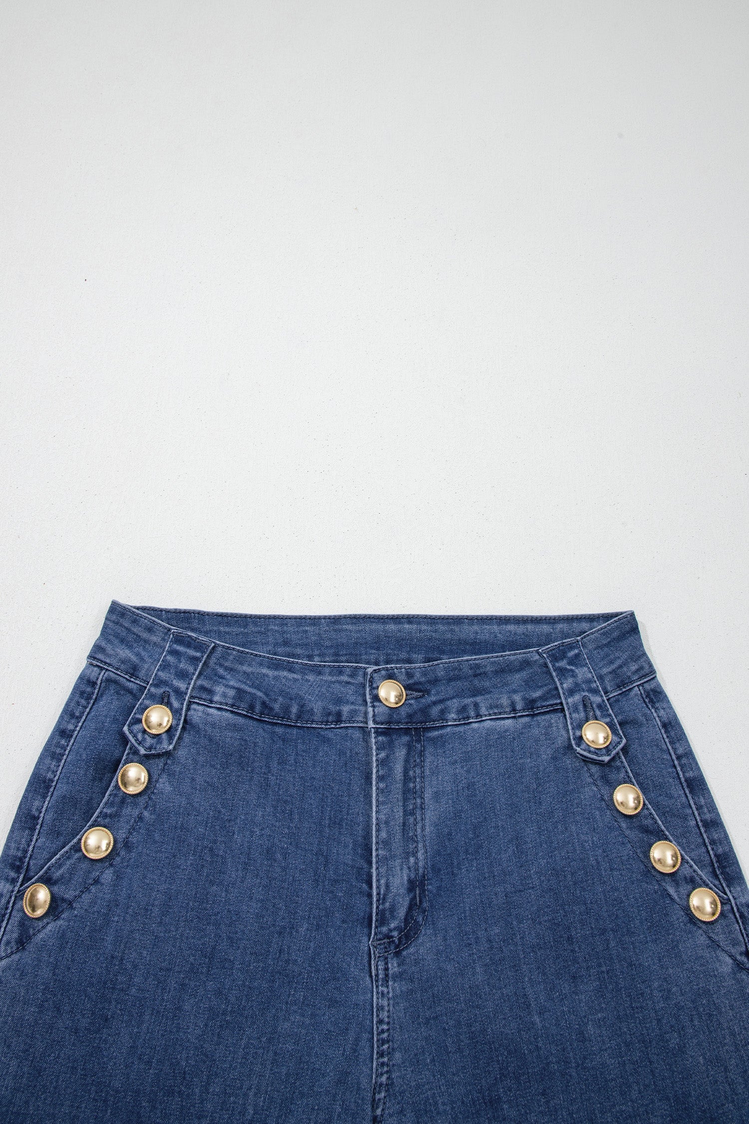 Women's Flare Leg Jeans With Golden Button Detail