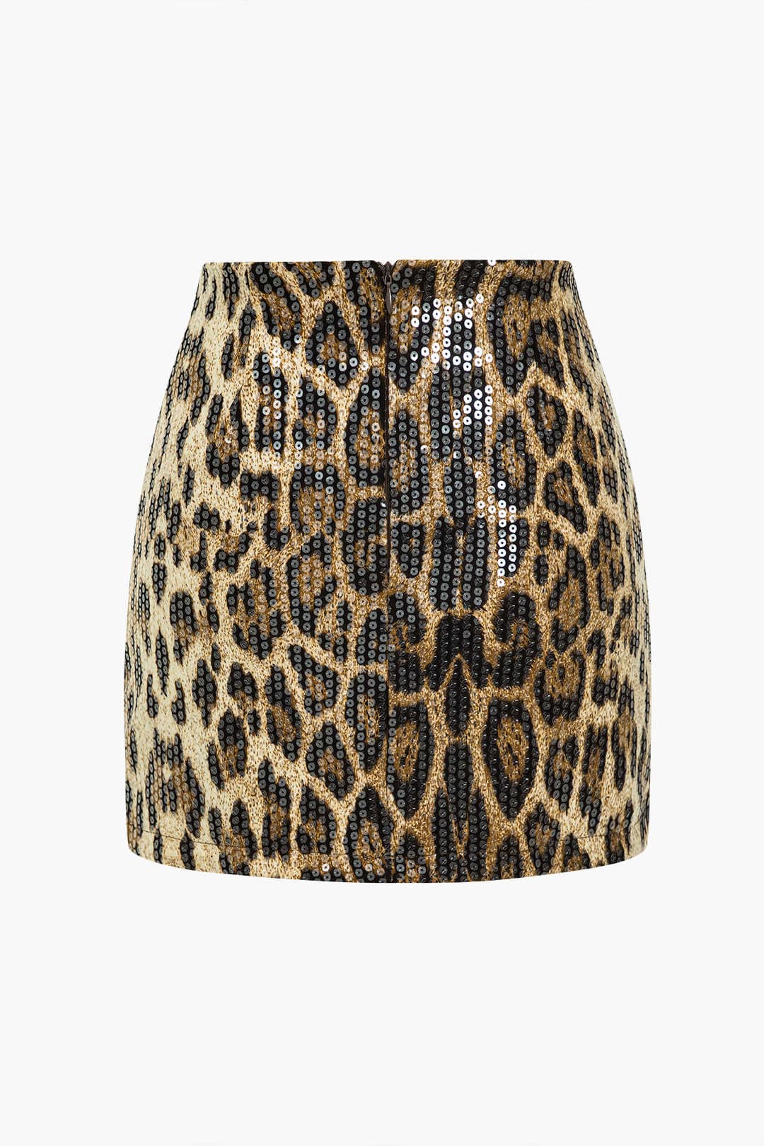 Women's High-Waisted Sequin Mini Skirt Leopard Print