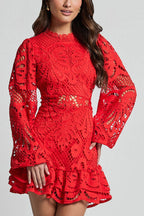 Women's Elegant Mini Dress with Puff Sleeves