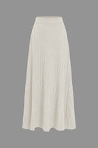 Women's Soft Knit Midi Skirt High Waist Pleated Design