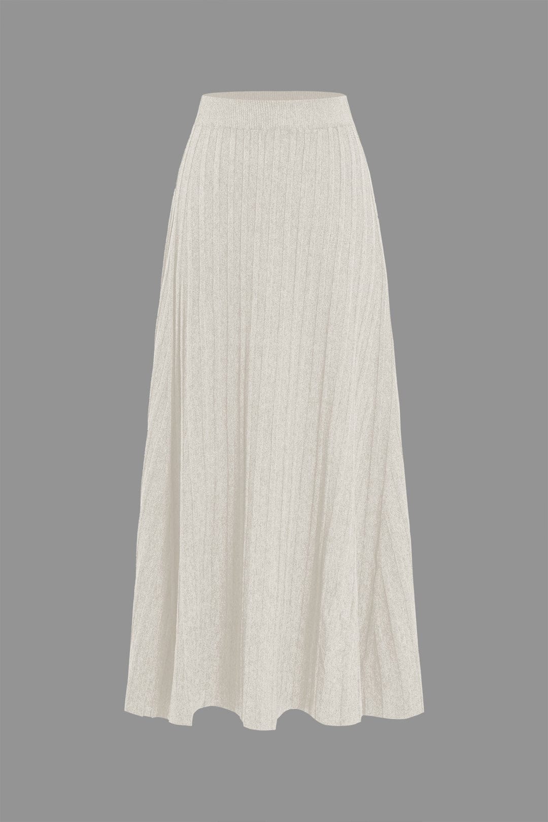 Women's Soft Knit Midi Skirt High Waist Pleated Design
