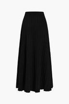 Women's Soft Knit Midi Skirt High Waist Pleated Design