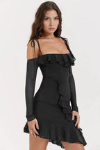 Women’s Mesh Mini Dress Sculpting Long Sleeve Elegant Fit
