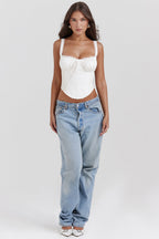 Women's Elegant Lace Corset Top Laced Bustier Shirt