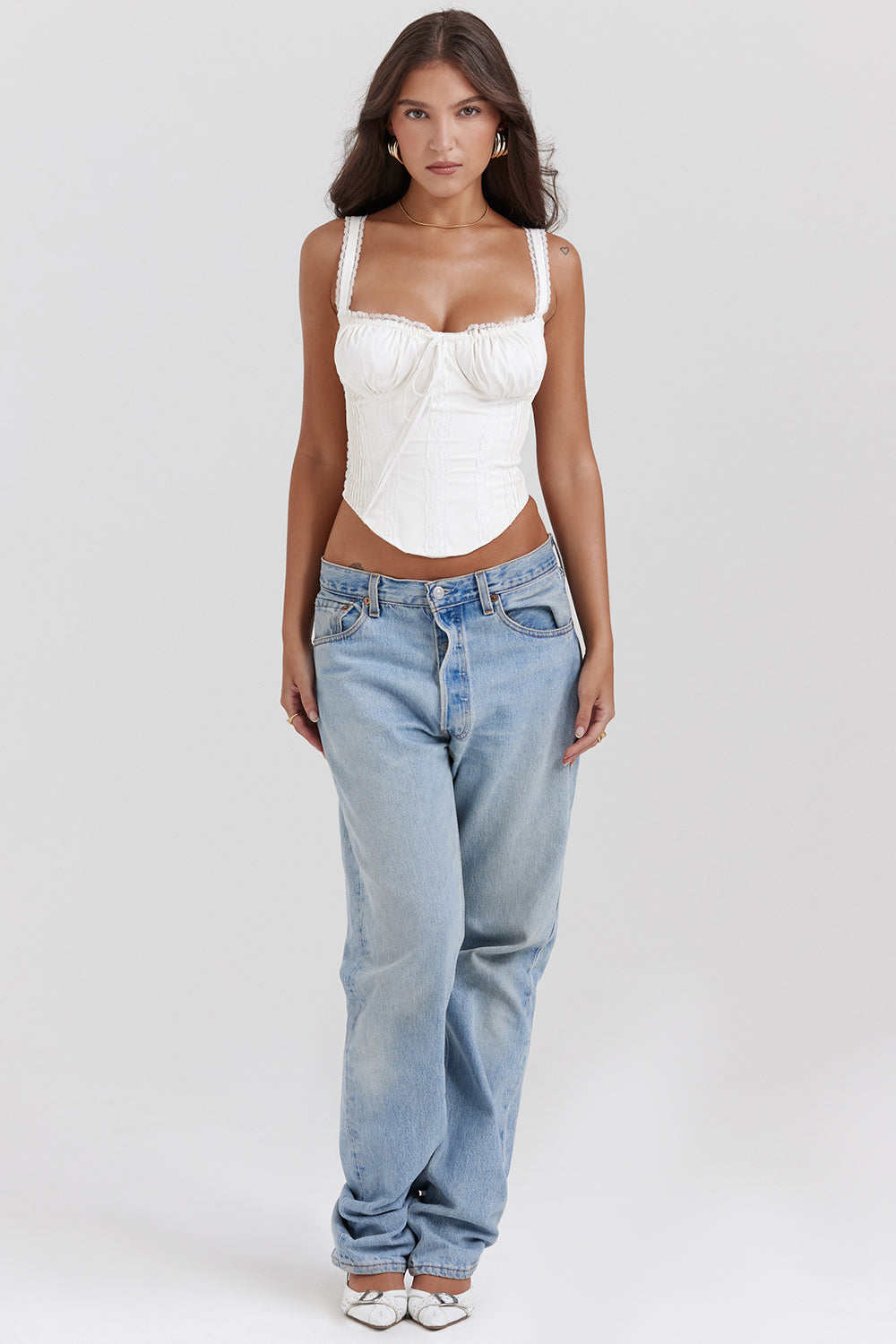 Women's Elegant Lace Corset Top Laced Bustier Shirt