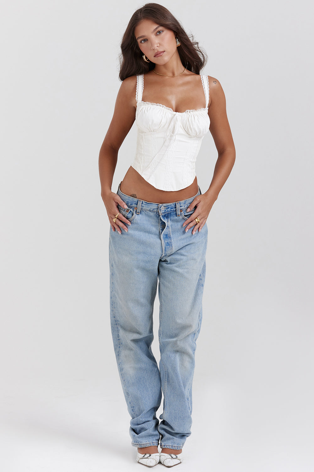 Women's Elegant Lace Corset Top Laced Bustier Shirt