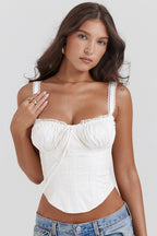 Women's Elegant Lace Corset Top Laced Bustier Shirt