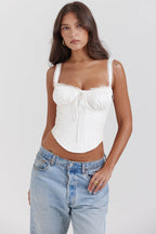 Women's Elegant Lace Corset Top Laced Bustier Shirt
