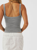Women's Casual Ribbed Tank Top Round Neck Sleeveless Shirt