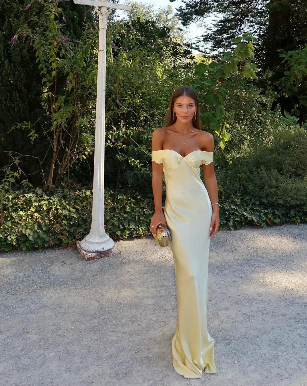 Women's Backless Satin Maxi Dress Full Length Evening Wear