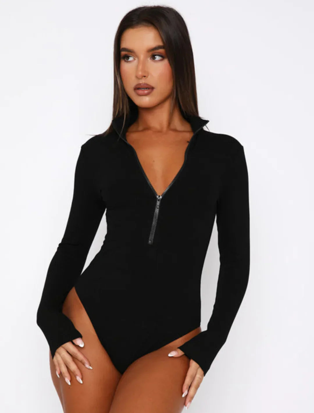 Women's Comfortable Versatile Bodysuit with Zip Closure