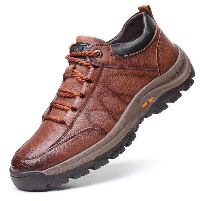 Men's Gripped Sole Lace-Up Walking Shoes Outdoor Footwear
