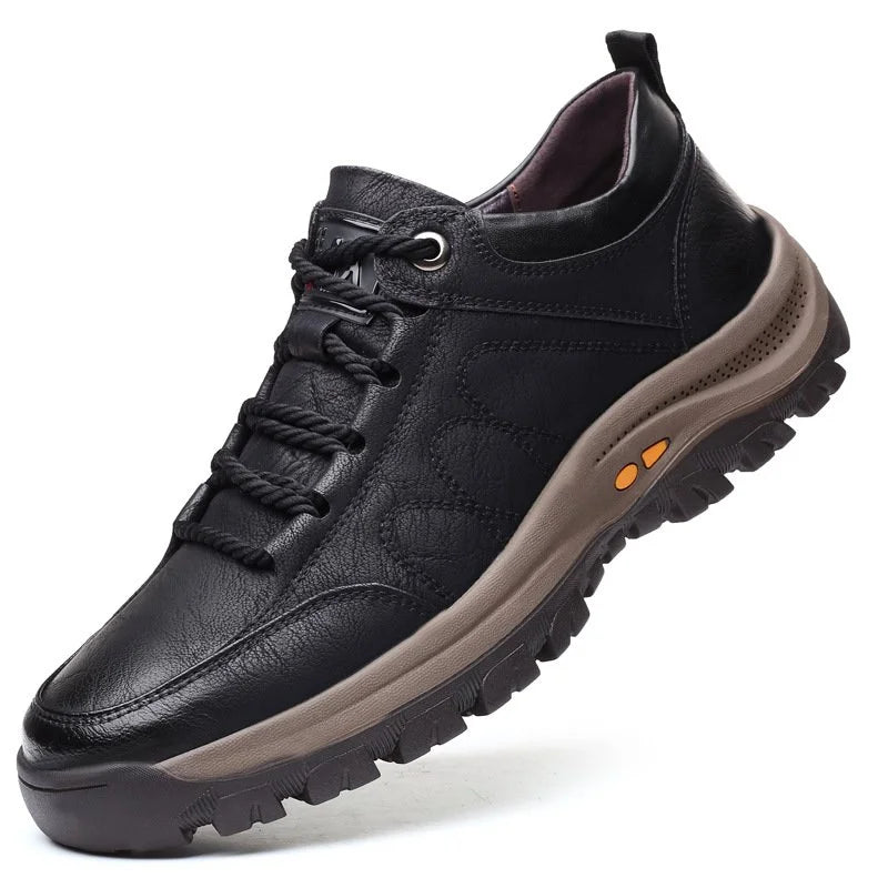 Men's Gripped Sole Lace-Up Walking Shoes Outdoor Footwear