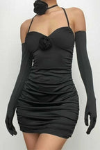 Women's Ruched Bodycon Dress Luxurious Italian Jersey Ensemble