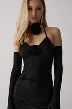 Women's Ruched Bodycon Dress Luxurious Italian Jersey Ensemble