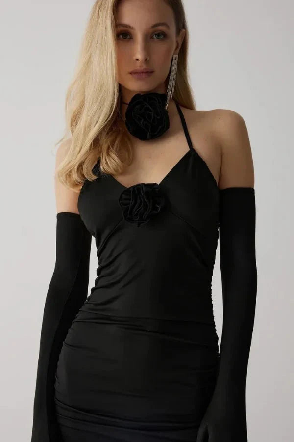 Women's Ruched Bodycon Dress Luxurious Italian Jersey Ensemble