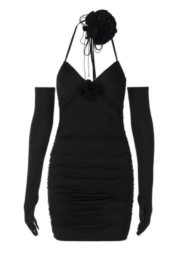 Women's Ruched Bodycon Dress Luxurious Italian Jersey Ensemble