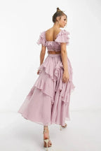 Women’s Chiffon Co Ord Set Elegant Corset Fit for Wedding