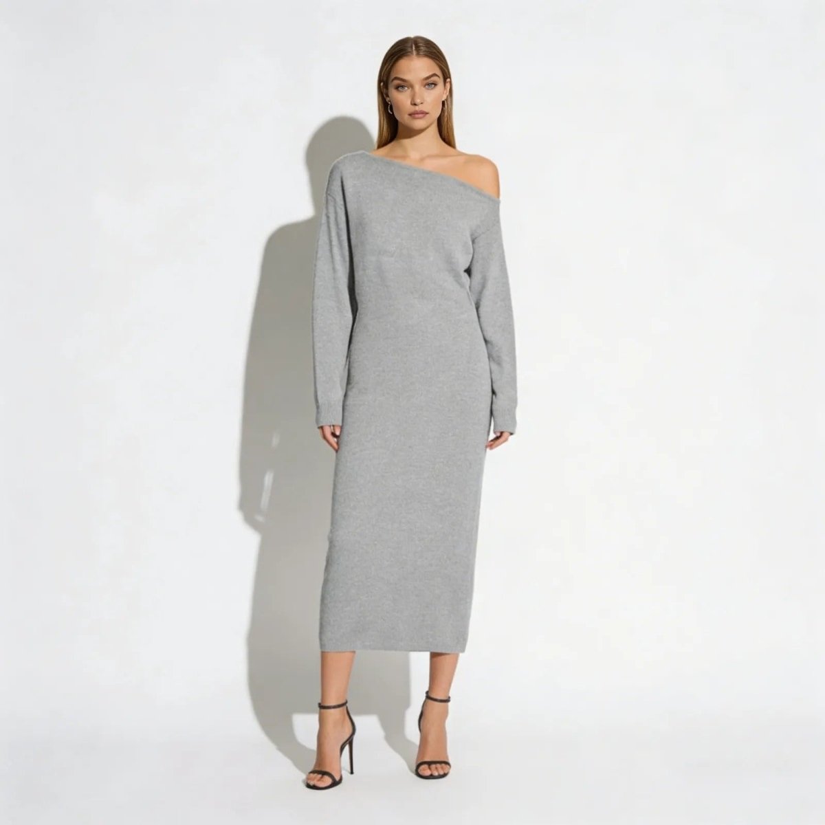 Women's Bodycon Midi Dress Asymmetric Sleeve Elegant Fit