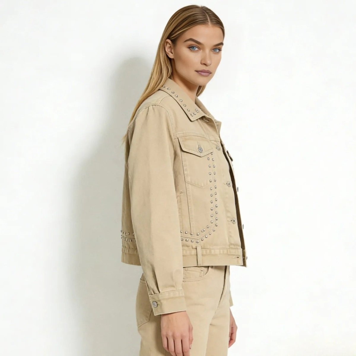Women’s Studded Denim Jacket Western Classic Fit