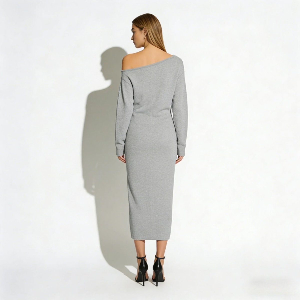 Women's Bodycon Midi Dress Asymmetric Sleeve Elegant Fit